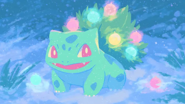Pokemon Bulbasaur Christmas Tree Bulb Glowing Snow wallpaper on Pixipics