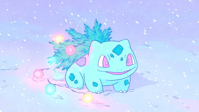 Pokemon Bulbasaur Winter Snow Magic wallpaper on Pixipics