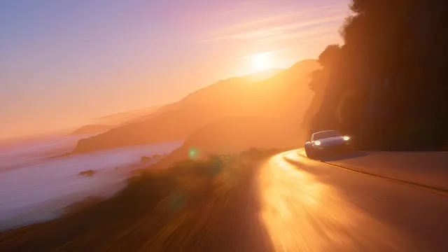 Golden Hour Porsche 911 Coastal Road wallpaper on Pixipics