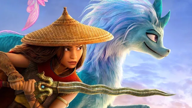 Raya And The Last Dragon Warrior And Blue Dragon wallpaper on Pixipics