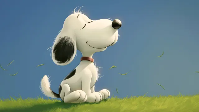 Snoopy Smiling On Grass wallpaper on Pixipics