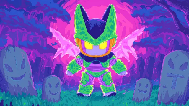 Cell Dragon Ball Neon Glow Halloween wallpaper on Pixipics