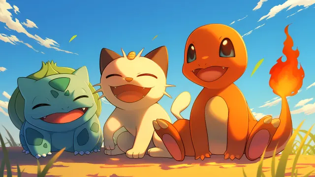 Bulbasaur Meowth Charmander Together wallpaper on Pixipics
