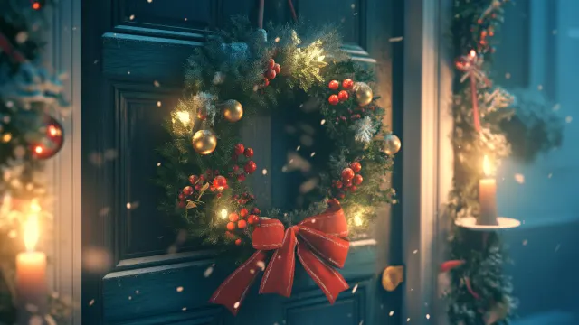 Cozy Christmas Door wallpaper on Pixipics
