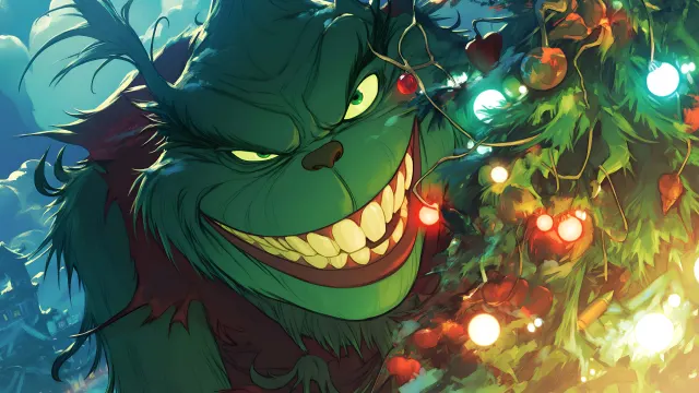 Grinch Stealing Christmas Lights wallpaper on Pixipics