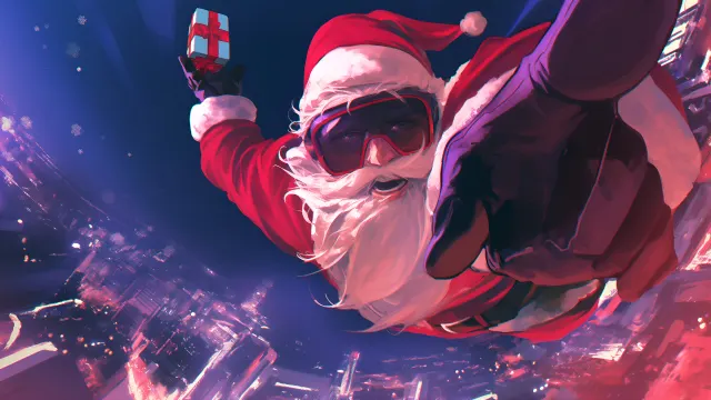 Santa Claus Extreme Gift Drop wallpaper on Pixipics