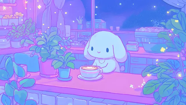 Cinnamoroll Cozy Cafe Latte Night Kawaii wallpaper on Pixipics