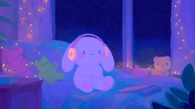 Cozy Cinnamoroll Neon Blue Purple Lighting wallpaper on Pixipics
