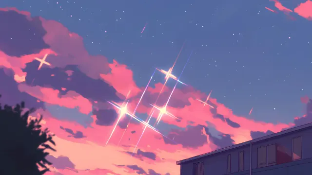 Dramatic Clouds And Sparkling Stars wallpaper on Pixipics