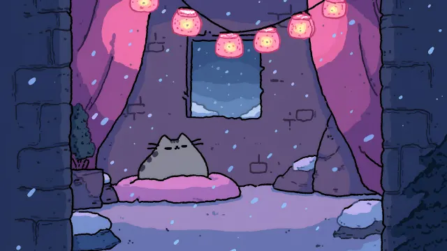 Pusheen Cat Cozy Winter Fort wallpaper on Pixipics