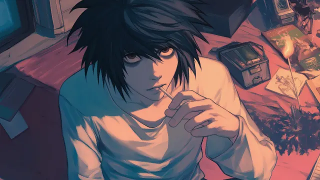Death Note L With Lollipop wallpaper on Pixipics