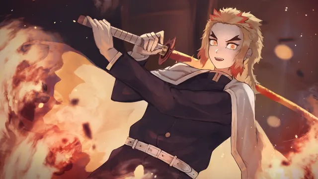 Demon Slayer Rengoku Uses Flame Breathing wallpaper on Pixipics