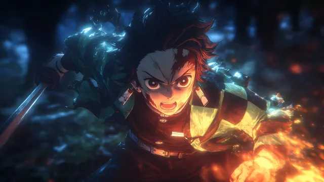 Demon Slayer Tanjiro Kamado Fire Action Anime wallpaper on Pixipics