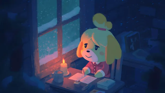 Animal Crossing Isabelle Lofi Winter wallpaper on Pixipics