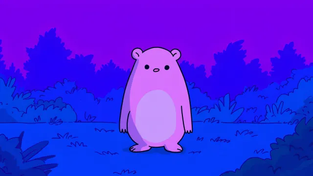 Cute Pink Hamster Synthwave Forest wallpaper on Pixipics