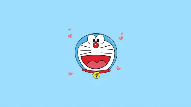 Doraemon Happy Face Simple Drawing Blue Minimalist wallpaper from Pixipics