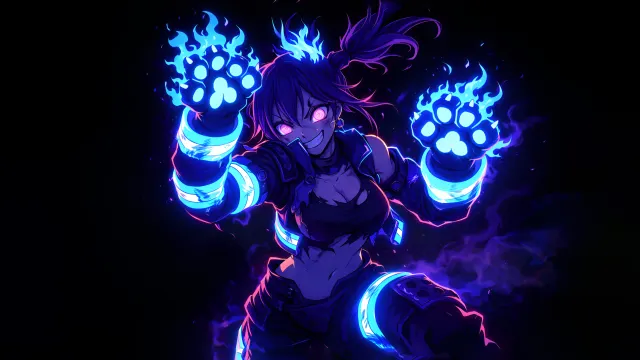 Fire Force Tamaki Kotatsu Blue Flames wallpaper on Pixipics