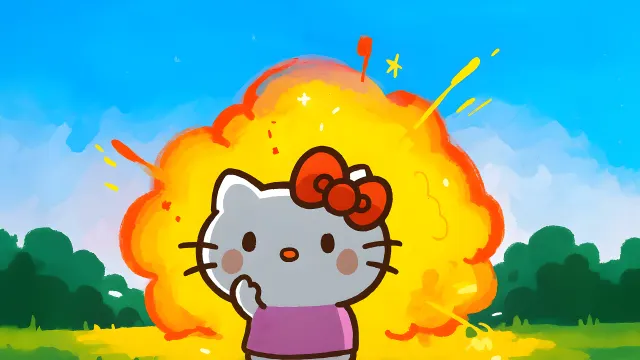 Hello Kitty With A Big Bomb Behind Her wallpaper on Pixipics