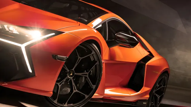 Lamborghini Aventador Orange Supercar Wheel Focus wallpaper from Pixipics