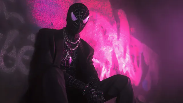 Marvel Spiderman Black Suit Punk Chains wallpaper on Pixipics