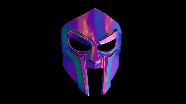 Mf Doom Mask Chameleon Iridescent Metal On Black wallpaper on Pixipics