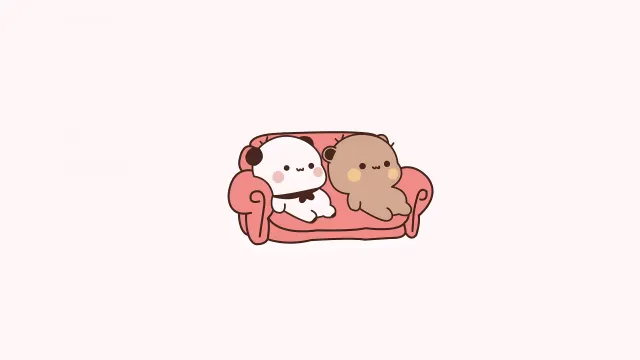 Milk And Mocha Bear Couple On Pink Sofa wallpaper on Pixipics