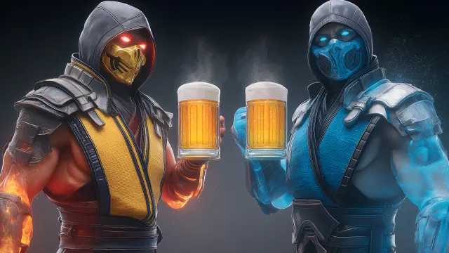 Mortal Kombat Scorpion And Sub Zero Holding Beers wallpaper from Pixipics