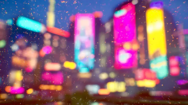 Neon City With Rain Drops On The Window wallpaper on Pixipics