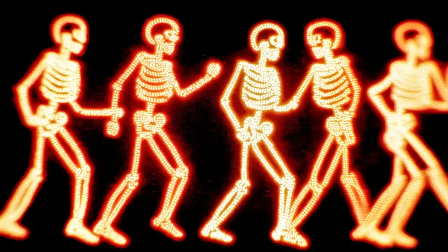 Neon Halloween Dancing Skeletons Parade wallpaper on Pixipics