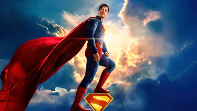 New Superman Movie Actor In Suit Rising Into Sky wallpaper on Pixipics