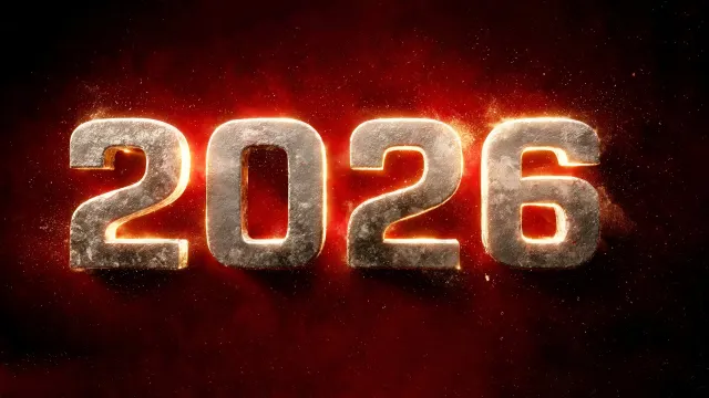 New Year 2026 Burning Metal Text wallpaper on Pixipics
