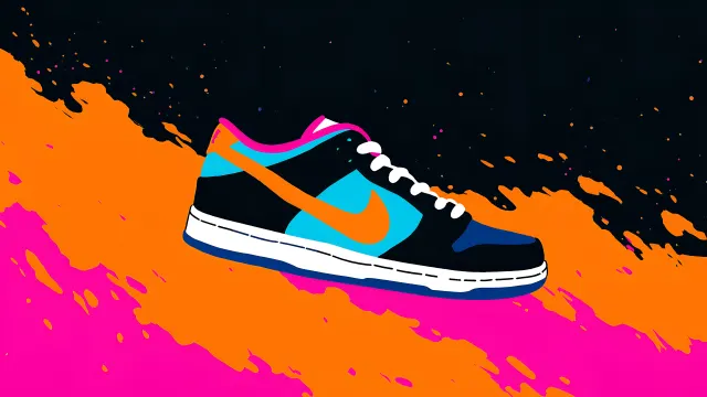 Nike Sb Dunk Splash Paint Orange And Pink Art wallpaper on Pixipics