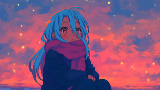 No Game No Life Shiro Wrapped In Pink Scarf wallpaper on Pixipics