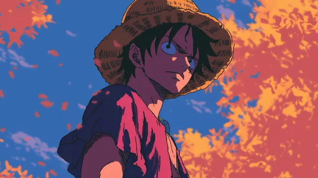 One Piece Luffy Fall Autumn Leaves Sunset Glow wallpaper on Pixipics