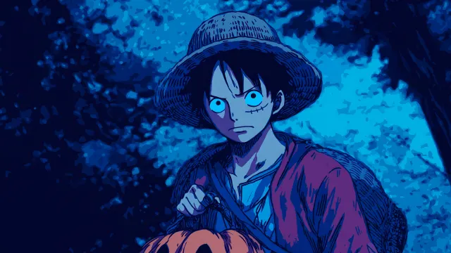One Piece Luffy Halloween Blue Glow Pumpkin wallpaper on Pixipics