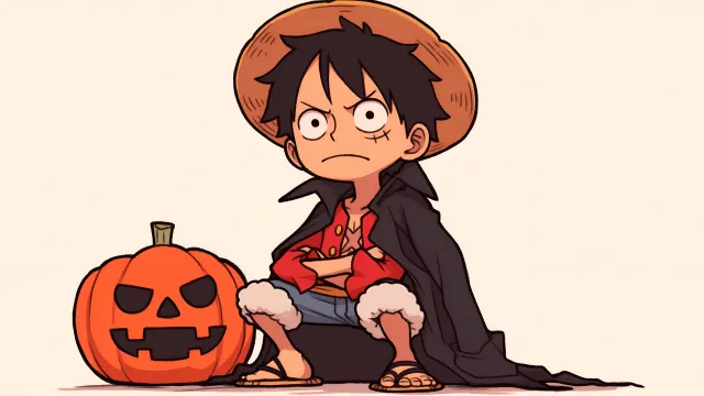 One Piece Luffy Halloween Vampire Cape Scary Pumpkin wallpaper on Pixipics
