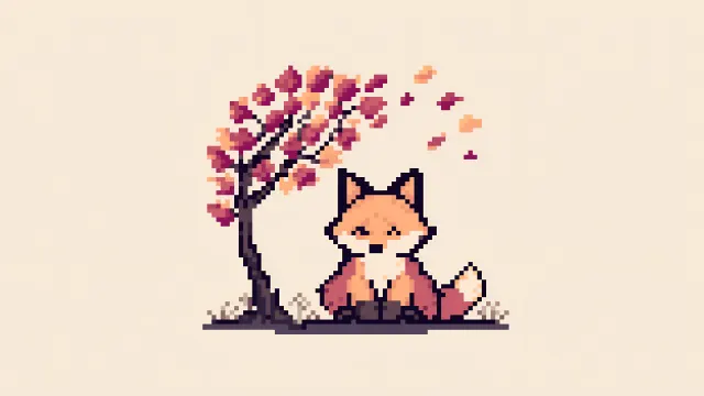 Pixel Autumn Fox Cute Retro wallpaper on Pixipics