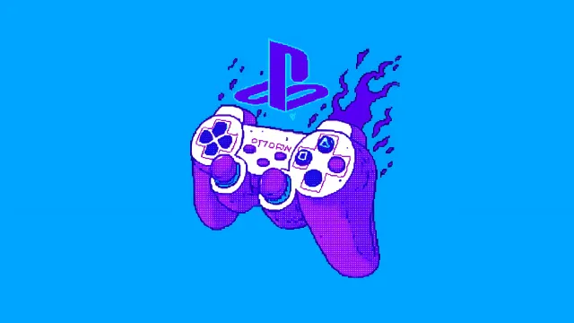 Playstation Controller Pixel Art Purple Glow Blue wallpaper on Pixipics