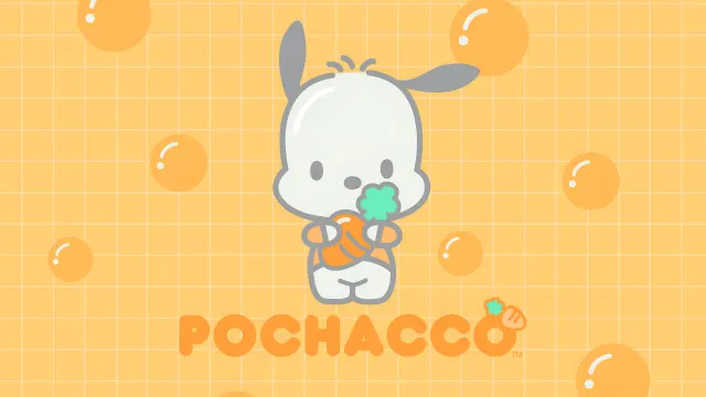 Pochacco Sanrio Holding Carrot Bubbles wallpaper on Pixipics