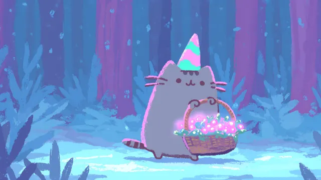 Pusheen Fireplace Cozy Winter Night wallpaper on Pixipics