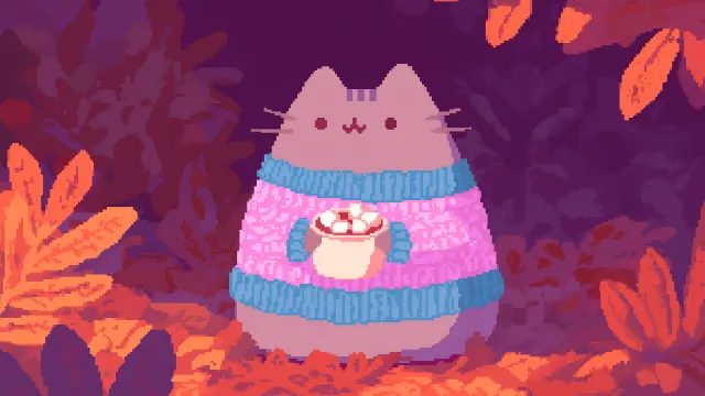 Pusheen Sweater Weather Hot Chocolate Fall Leaves wallpaper on Pixipics