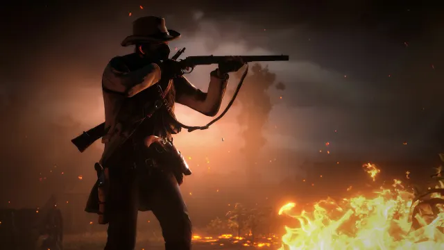 Red Dead Redemption Cowboy Standing By The Fire wallpaper on Pixipics