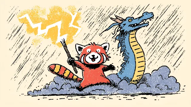 Red Panda Lightning Dragon Destkop wallpaper on Pixipics