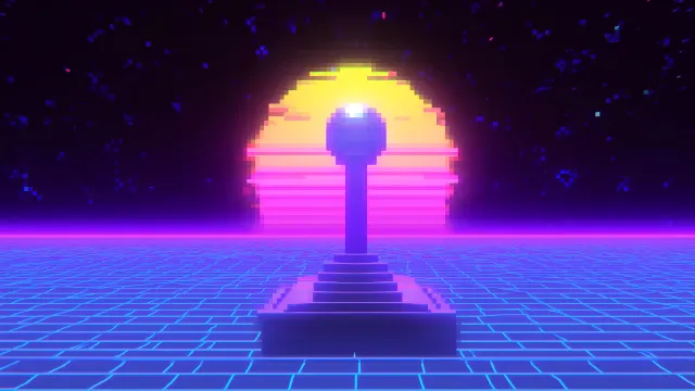 Retro Arcade Joystick Neon Sunset wallpaper on Pixipics