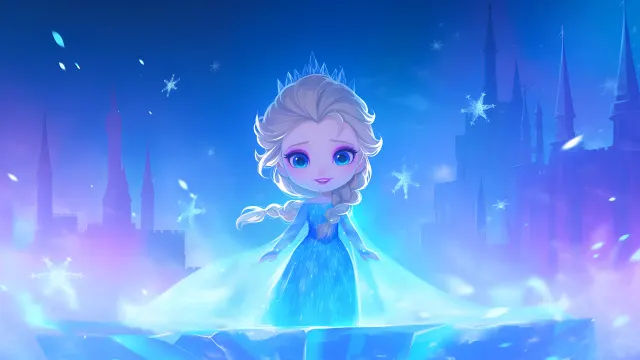 Rozen Chibi Elsa Stands In Ice Castle wallpaper on Pixipics