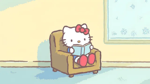 Sanrio Hello Kitty Armchair Reading Book Cozy Winter wallpaper on Pixipics