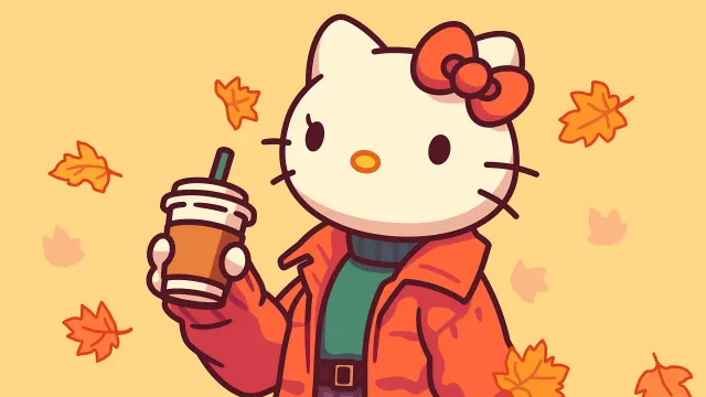 Sanrio Hello Kitty Pumpkin Spice Latte Fall Outfit wallpaper on Pixipics