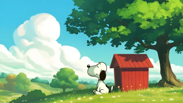Snoopy Cloud Gazing Summer Meadow wallpaper on Pixipics