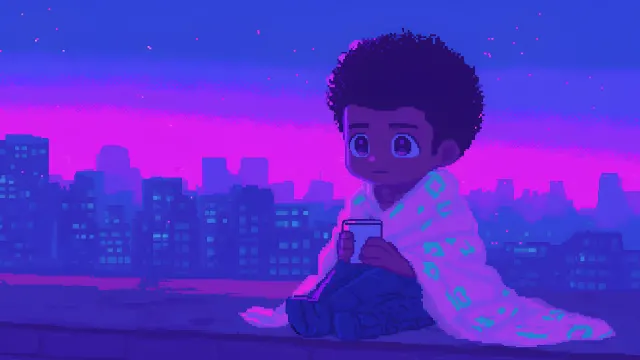 Spider Man Miles Morales Chibi Pixel Art Rooftop Lofi wallpaper on Pixipics
