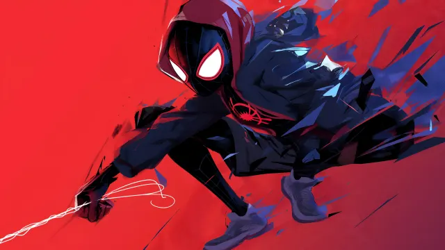 Spider Man Miles Morales Ripping Through Red wallpaper on Pixipics